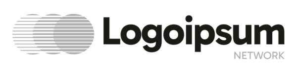 Logotipo de ejemplo «Logoipsum» con varios óvalos con rayas horizontales y la palabra Network