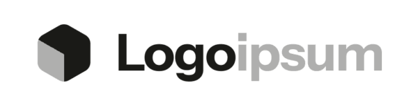 Logotipo de ejemplo «Logoipsum» con un cubo isométrico