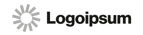 Logotipo de ejemplo «Logoipsum» con un sol con rayos