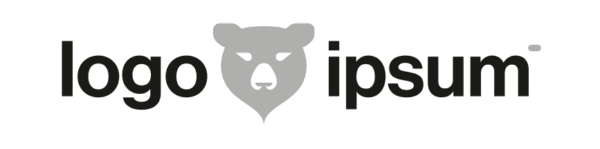 Logotipo de ejemplo «Logoipsum» con una cabeza de oso
