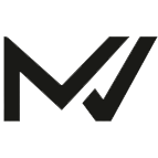 Isotipo de Molvaro: la letra M con una marca de verificación, en negro tinta